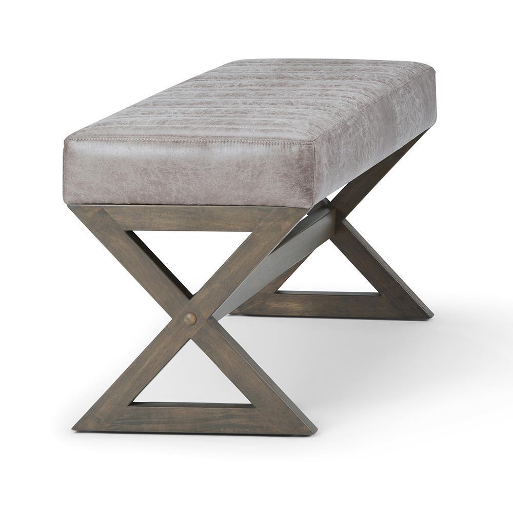 Distressed Grey Taupe Distressed Vegan Leather | Salinger Ottoman Bench