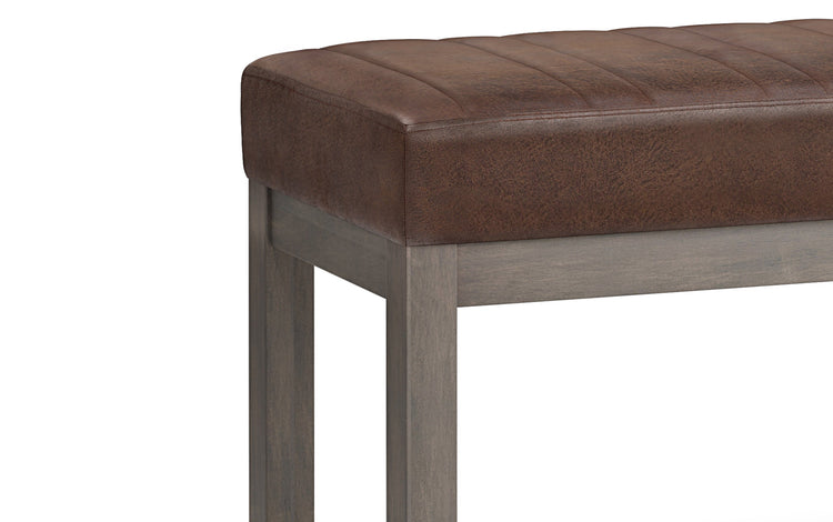 Distressed Chestnut Brown Distressed Vegan Leather | Casey Ottoman Bench