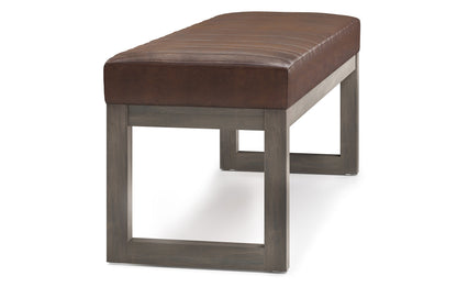 Distressed Chestnut Brown Distressed Vegan Leather | Casey Ottoman Bench