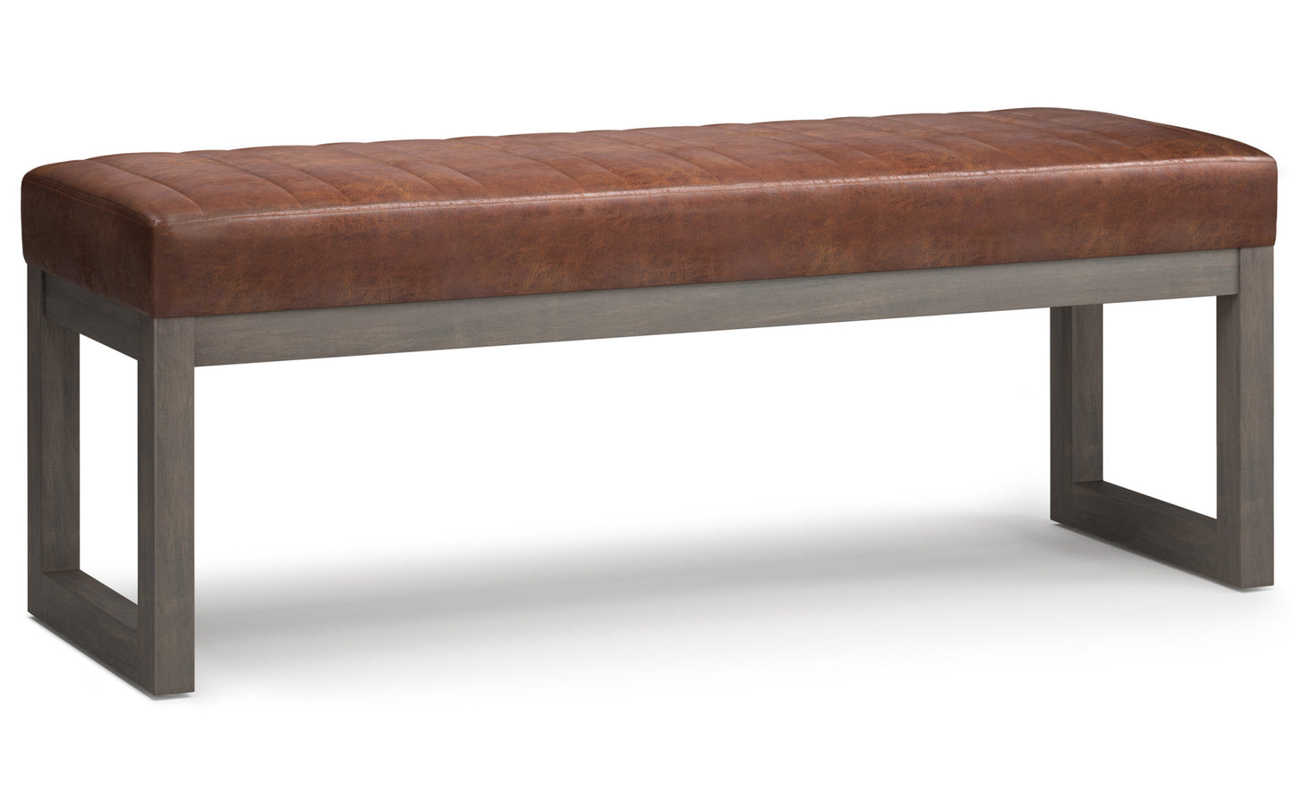 Distressed Saddle Brown Distressed Vegan Leather | Casey Ottoman Bench