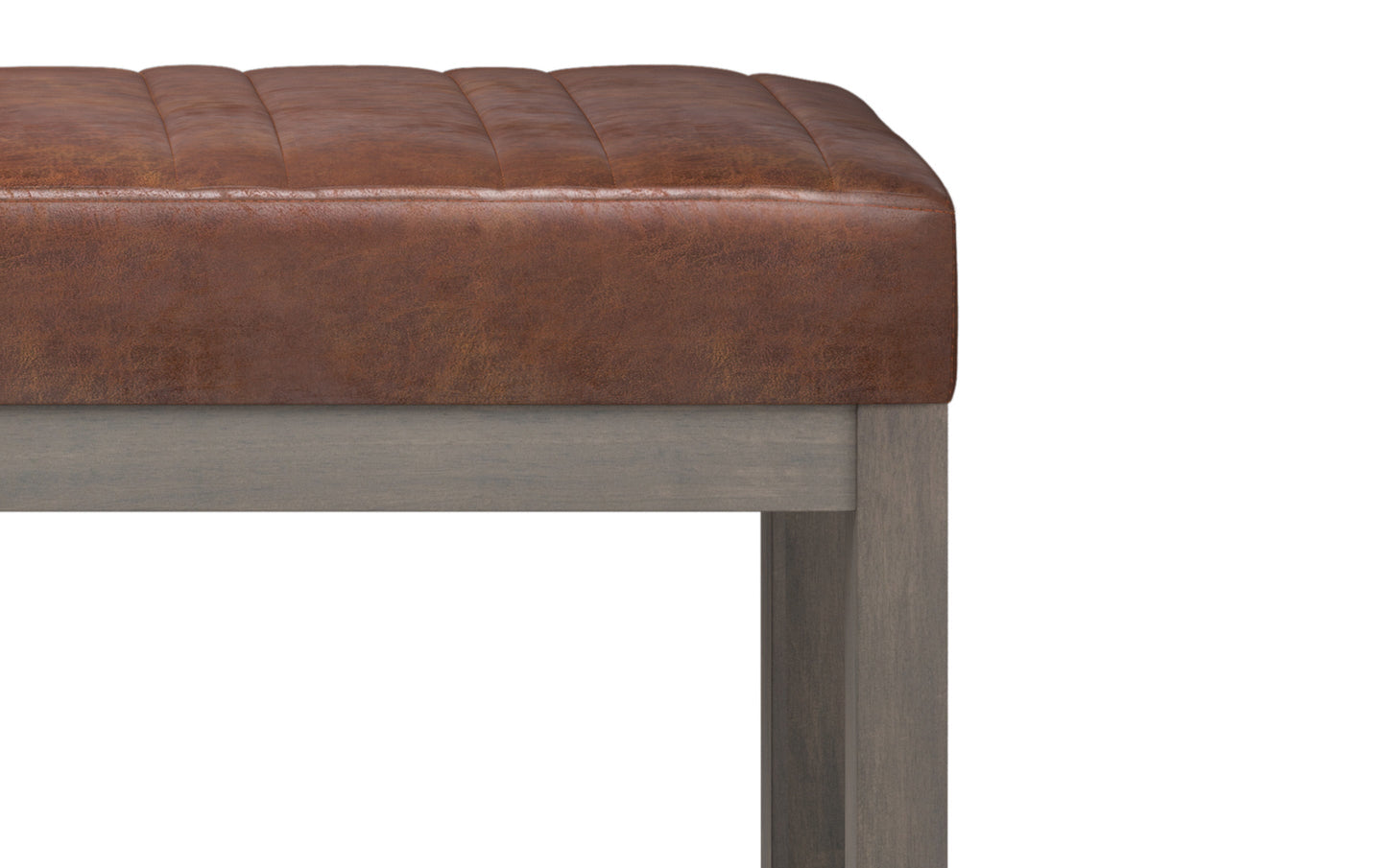 Distressed Saddle Brown Distressed Vegan Leather | Casey Ottoman Bench