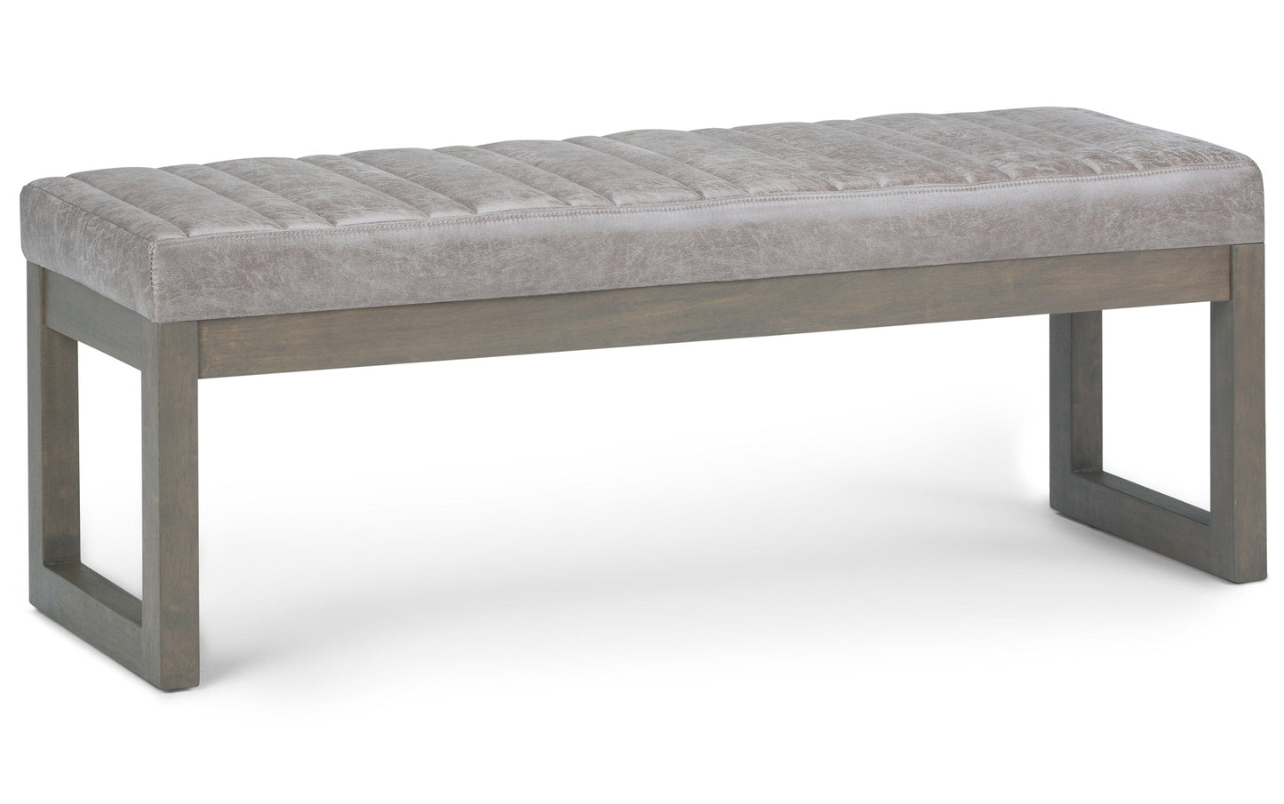 Distressed Grey Taupe Distressed Vegan Leather | Casey Ottoman Bench