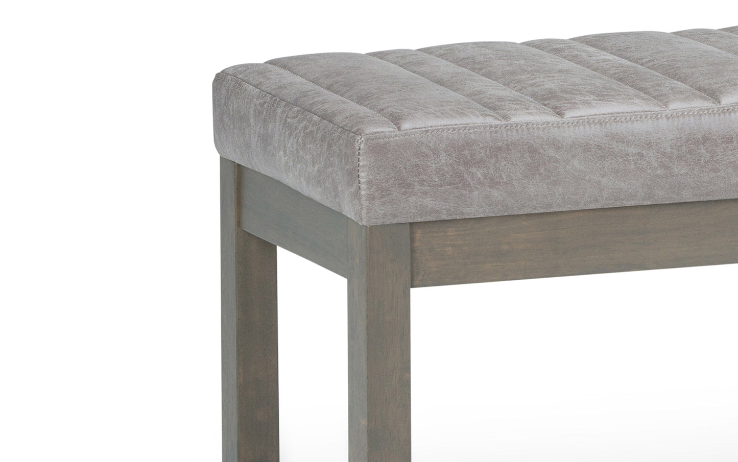 Distressed Grey Taupe Distressed Vegan Leather | Casey Ottoman Bench