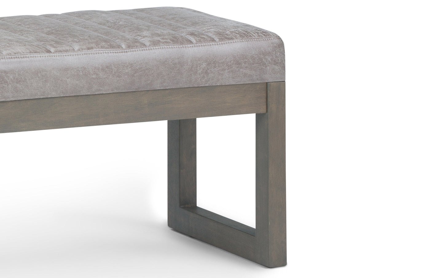 Distressed Grey Taupe Distressed Vegan Leather | Casey Ottoman Bench