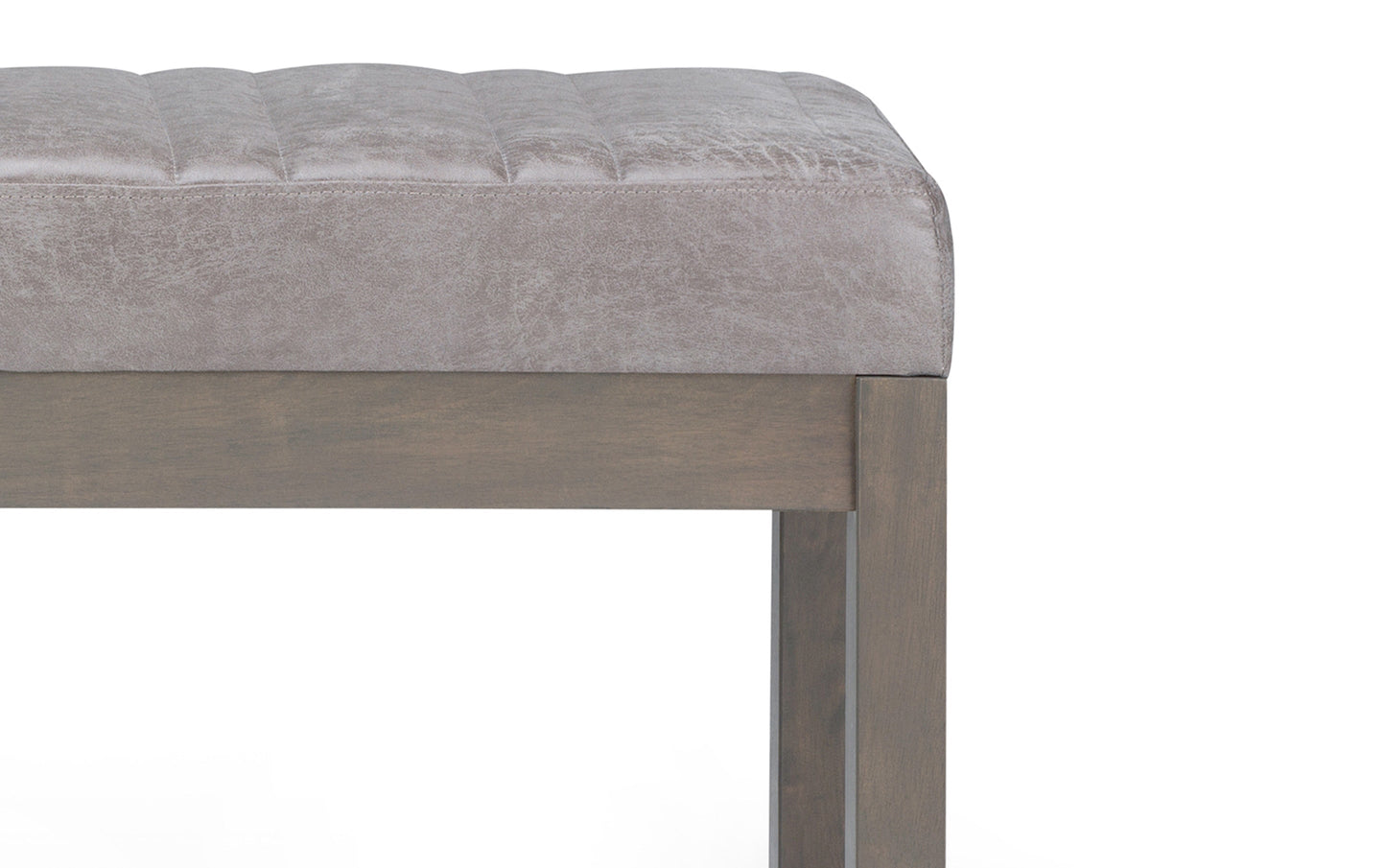 Distressed Grey Taupe Distressed Vegan Leather | Casey Ottoman Bench