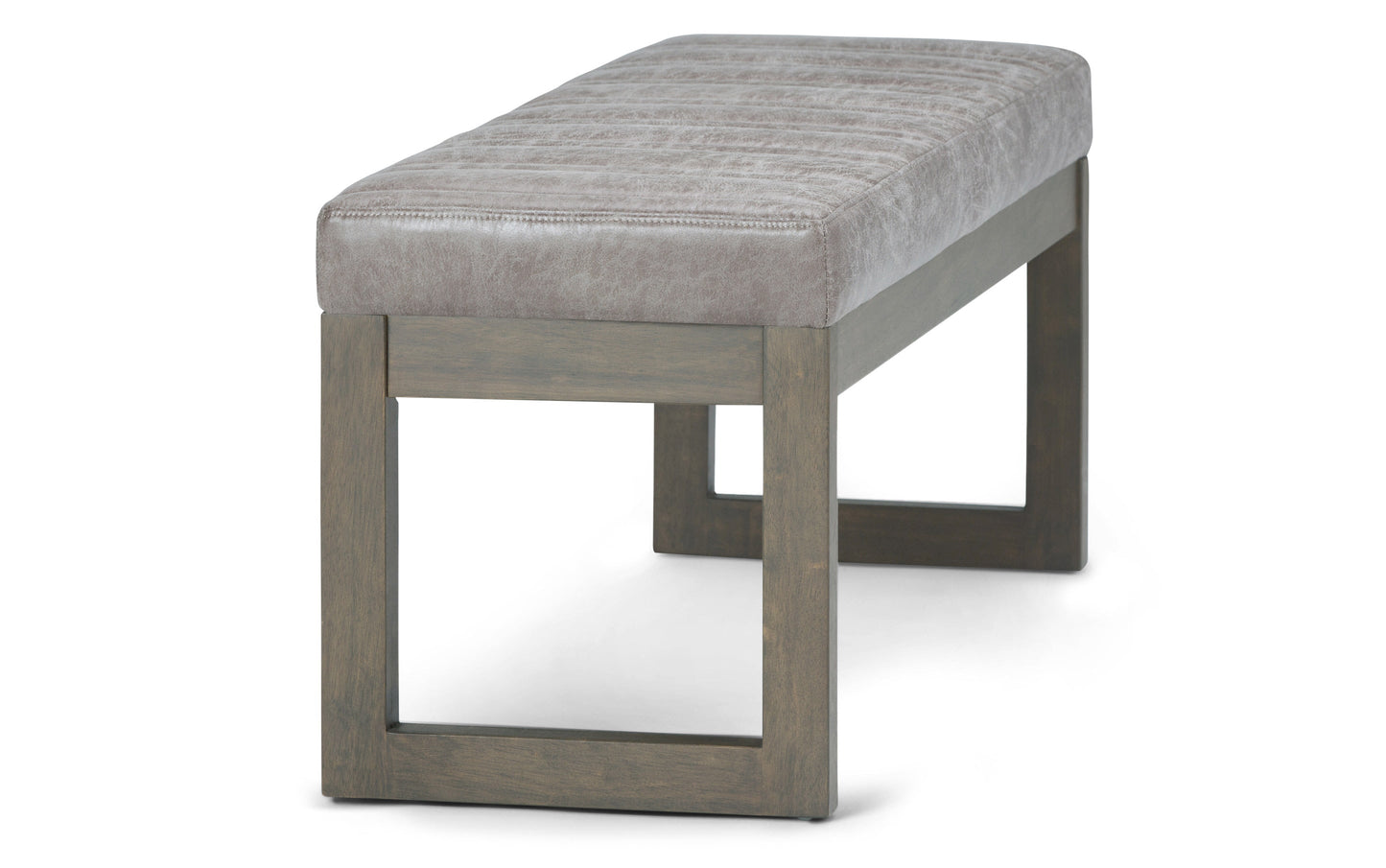 Distressed Grey Taupe Distressed Vegan Leather | Casey Ottoman Bench