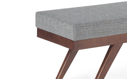 Pebble Grey Tweed Style Fabric | Chanelle Mid Century Ottoman Bench