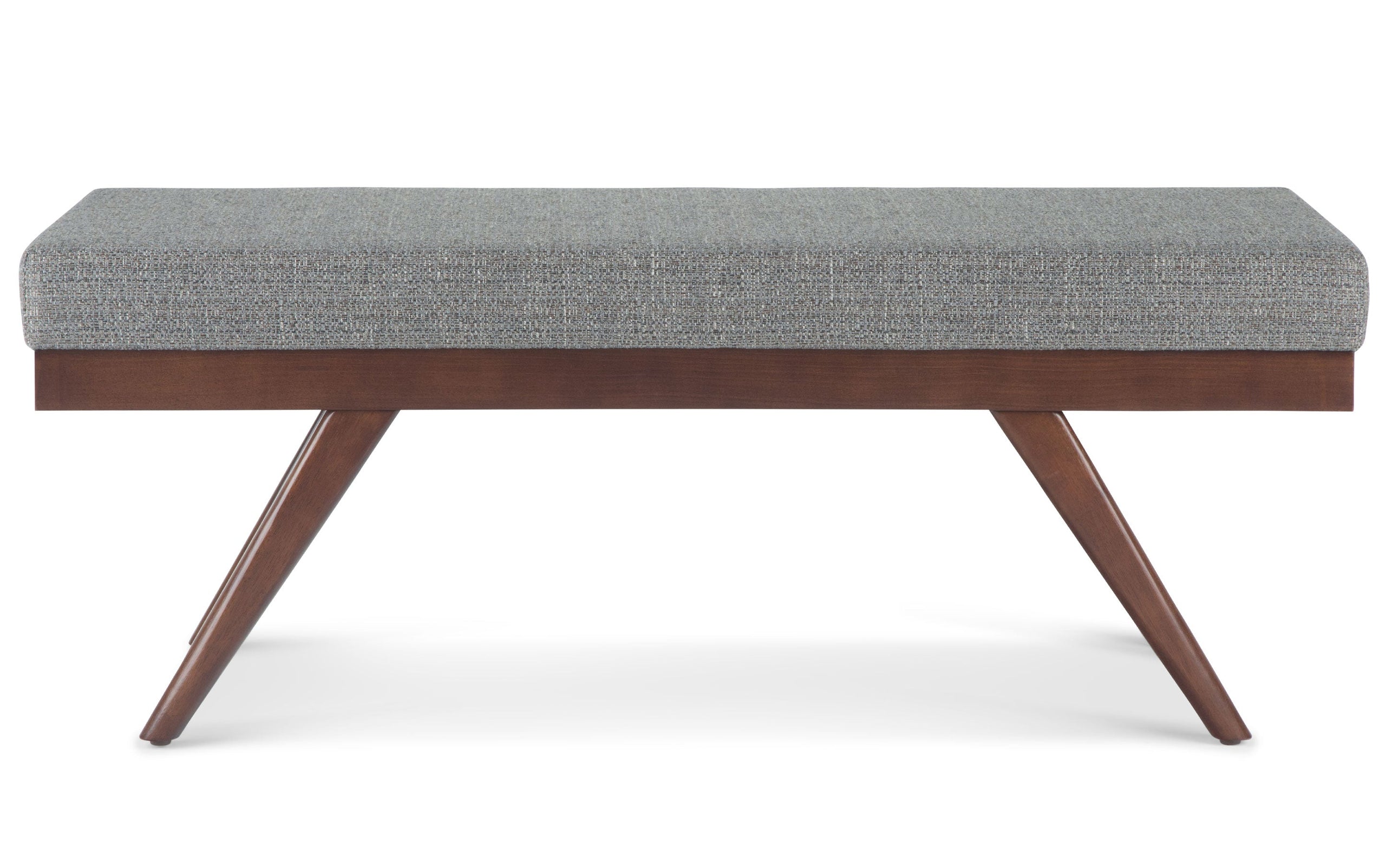 Pebble Grey Tweed Style Fabric | Chanelle Mid Century Ottoman Bench