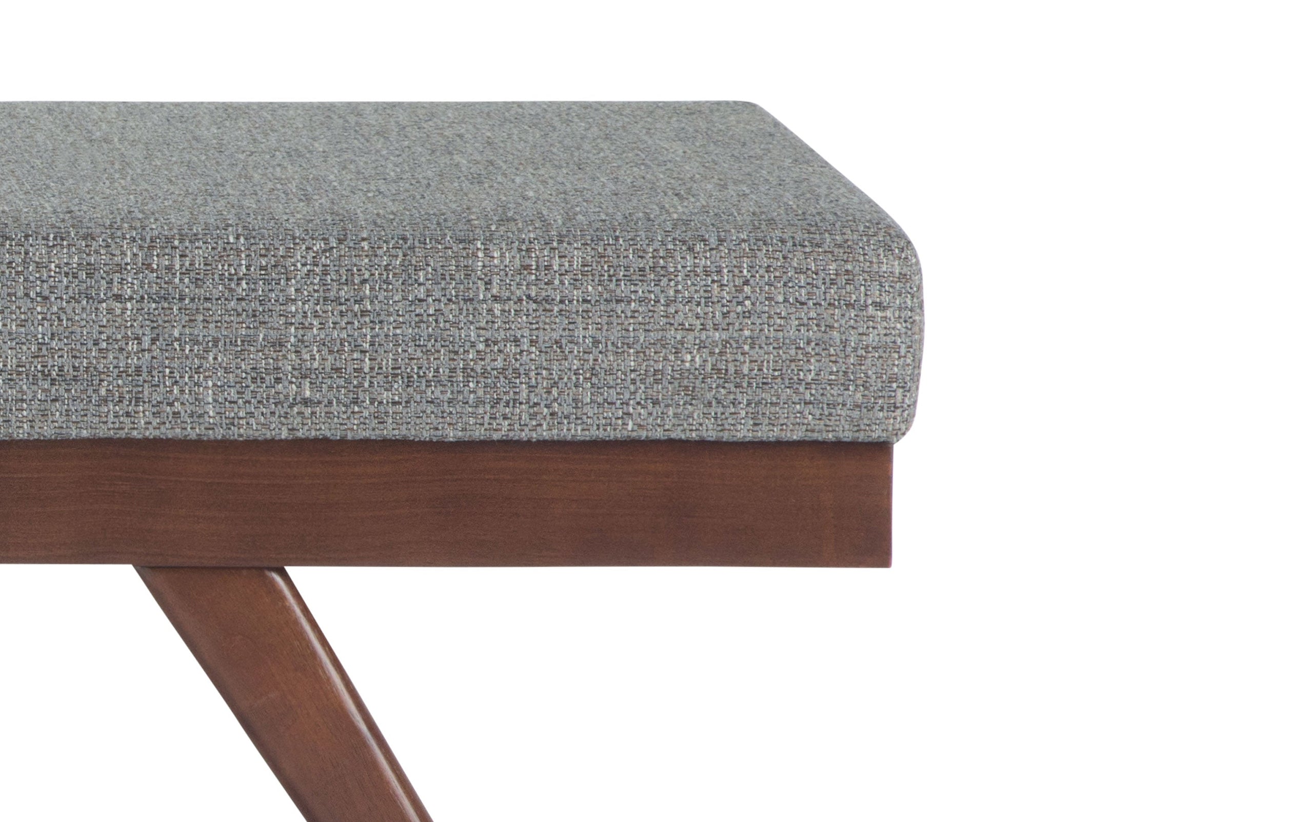 Pebble Grey Tweed Style Fabric | Chanelle Mid Century Ottoman Bench