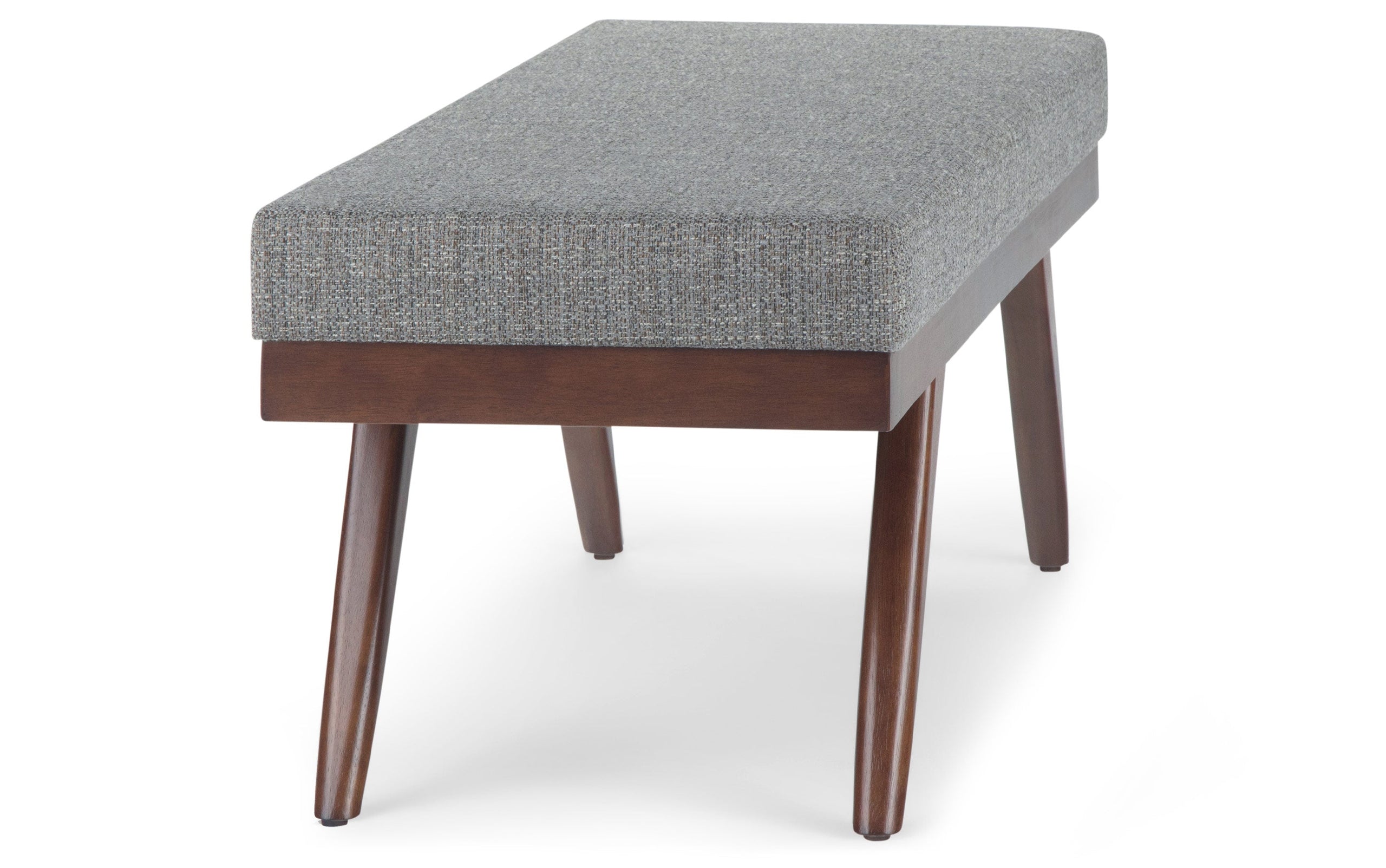 Pebble Grey Tweed Style Fabric | Chanelle Mid Century Ottoman Bench