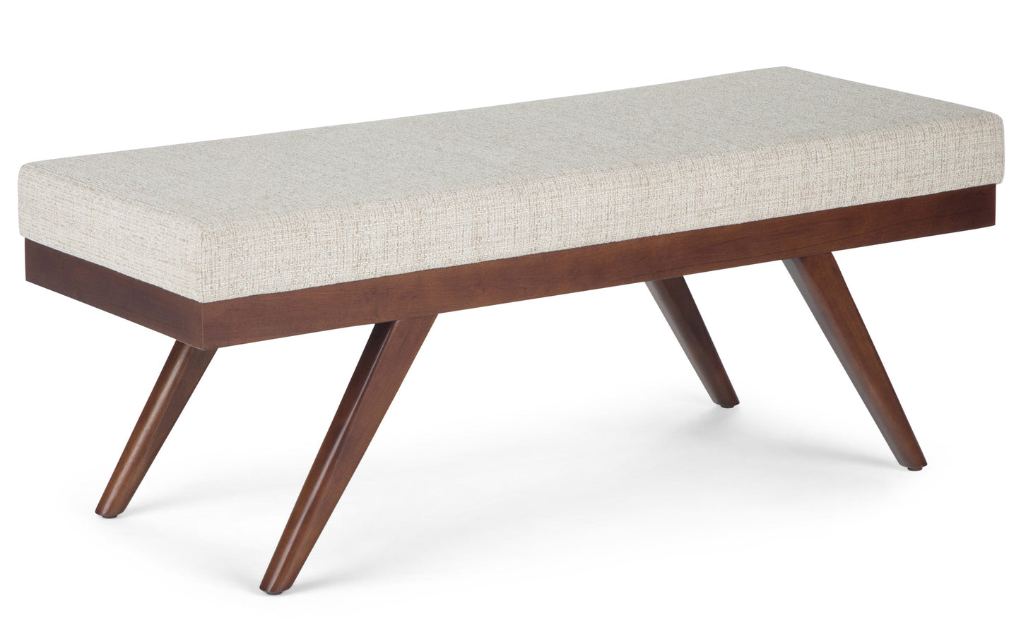 Platinum Tweed Style Fabric | Chanelle Mid Century Ottoman Bench