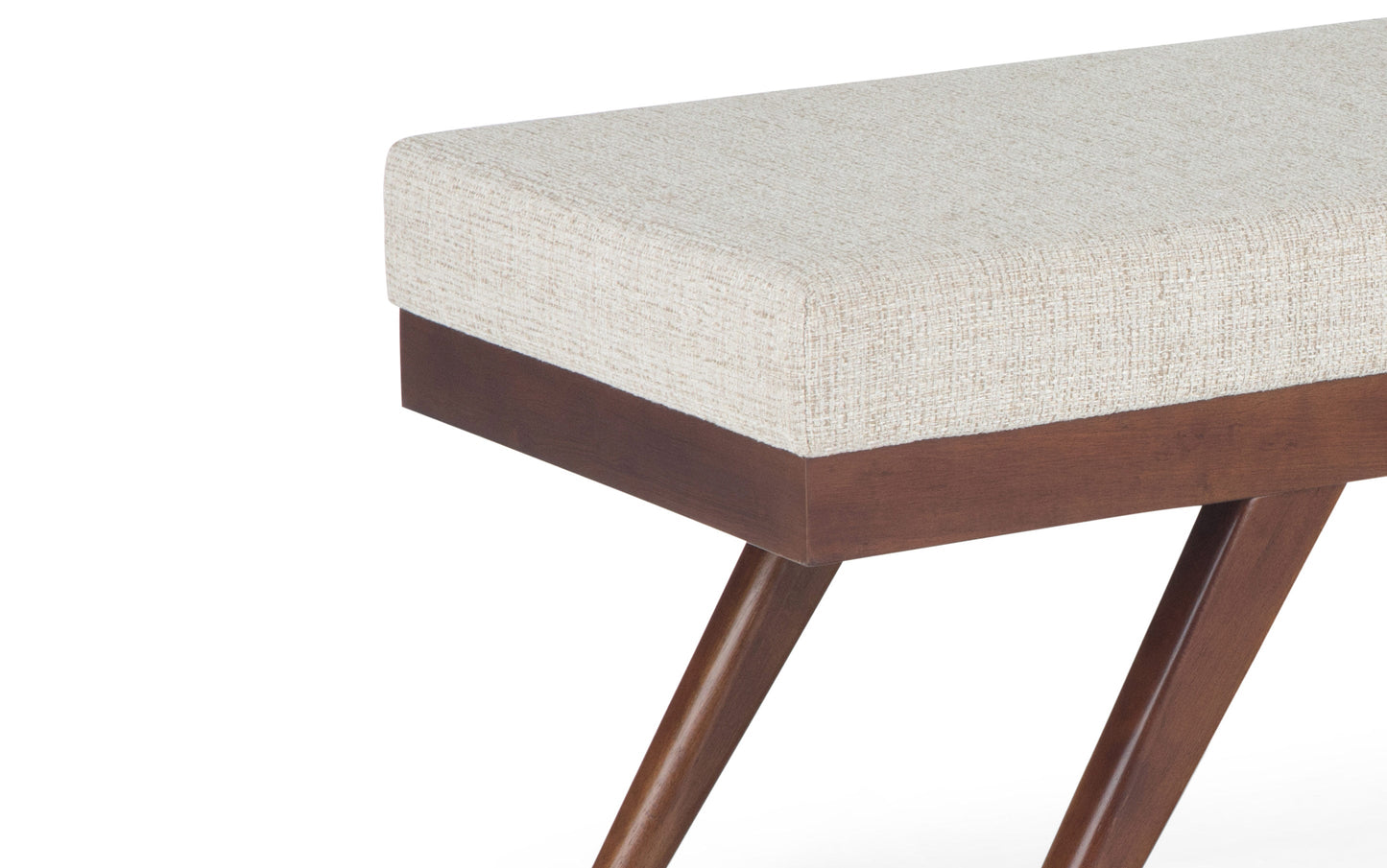 Platinum Tweed Style Fabric | Chanelle Mid Century Ottoman Bench