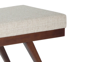 Platinum Tweed Style Fabric | Chanelle Mid Century Ottoman Bench