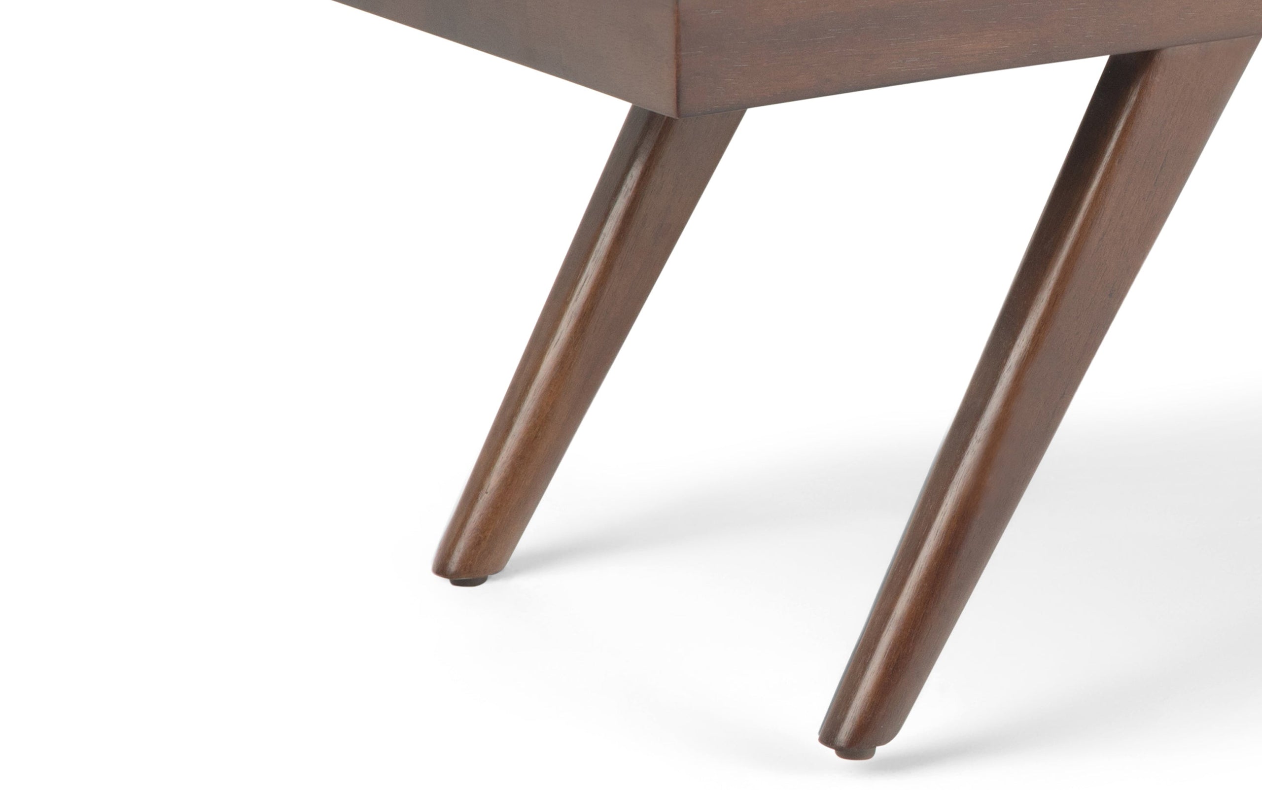 Distressed Umber Brown Distressed Vegan Leather | Pierce Mid Century Ottoman Bench