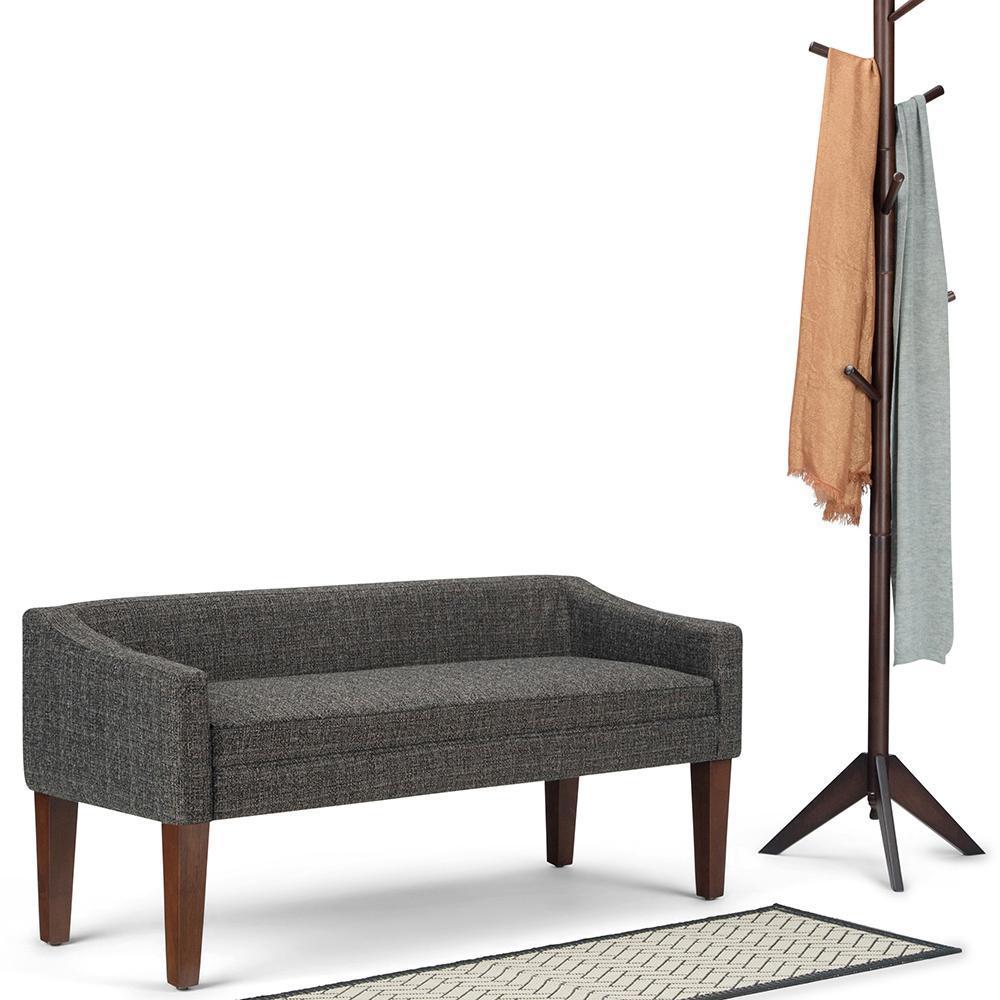 Dark Grey Tweed Style Fabric | Parris Upholstered Bench