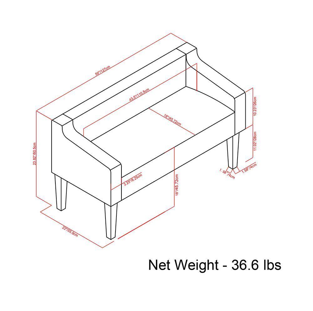 Platinum Polyester Fabric | Parris Upholstered Bench