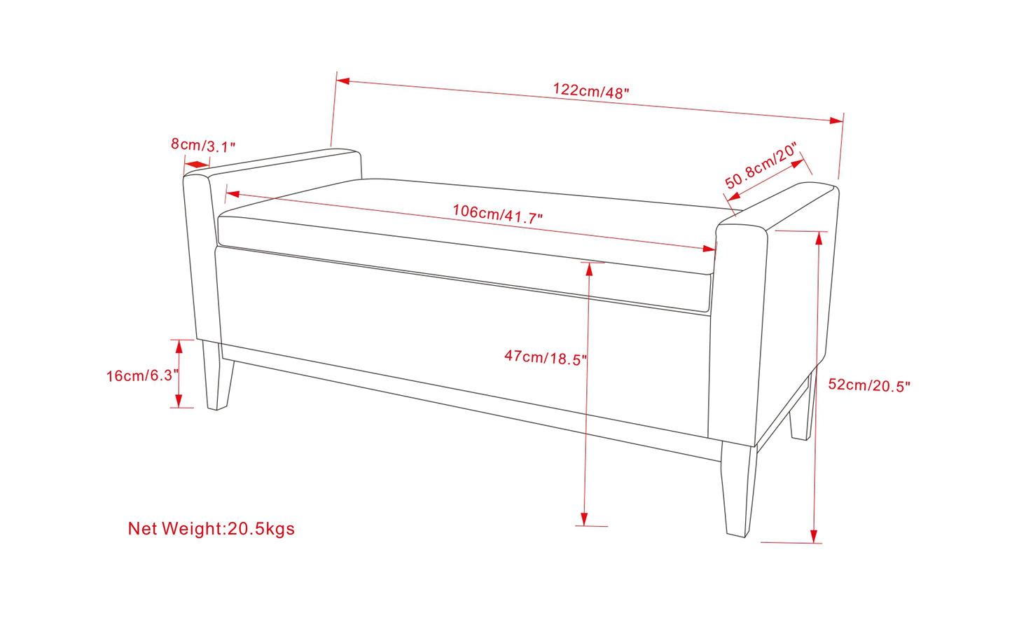 Amber Rectangular Storage Ottoman