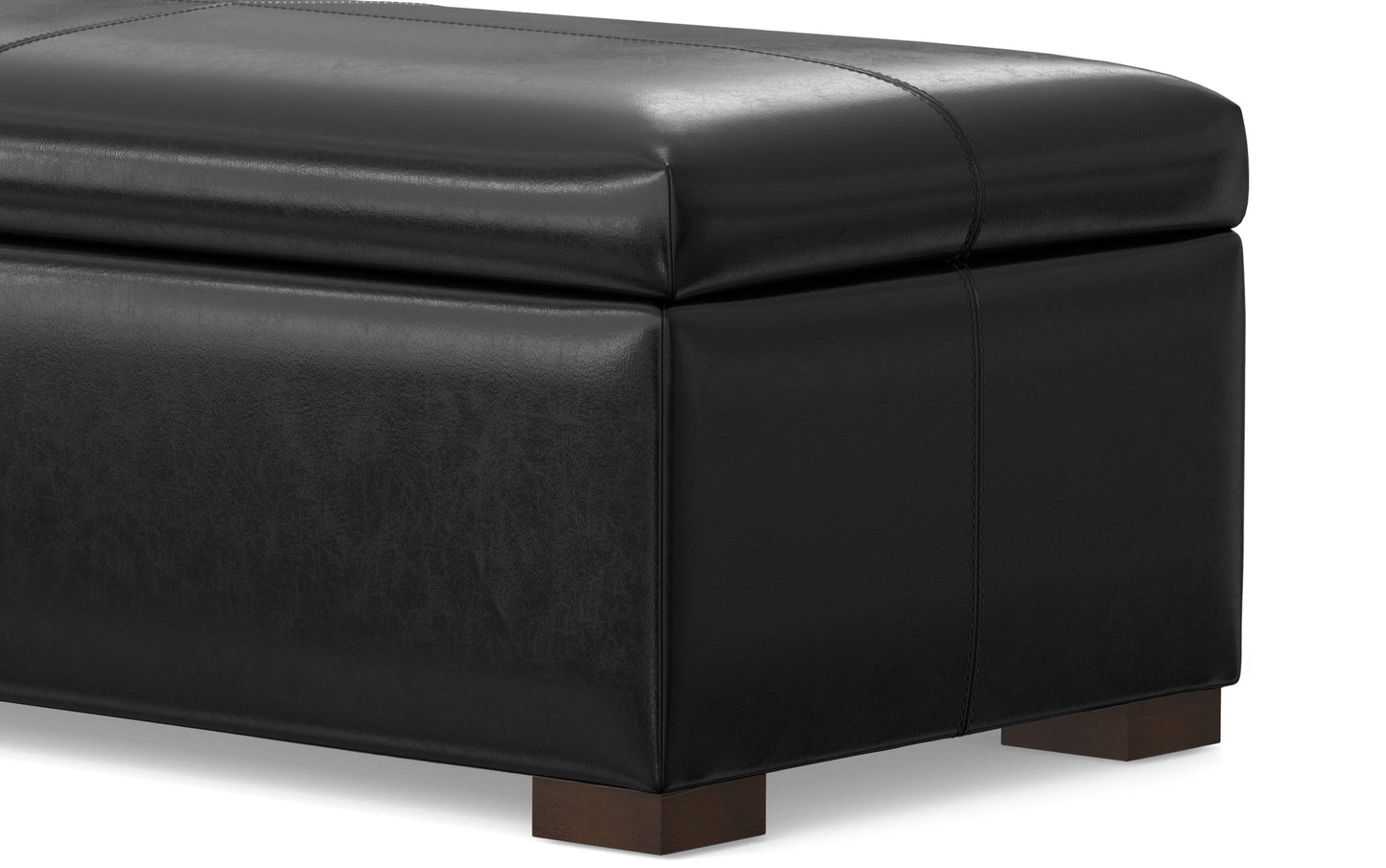 Midnight Black Vegan Leather | Gabbie Rectangular Storage Ottoman