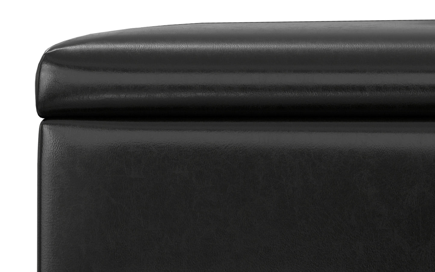 Midnight Black Vegan Leather | Gabbie Rectangular Storage Ottoman