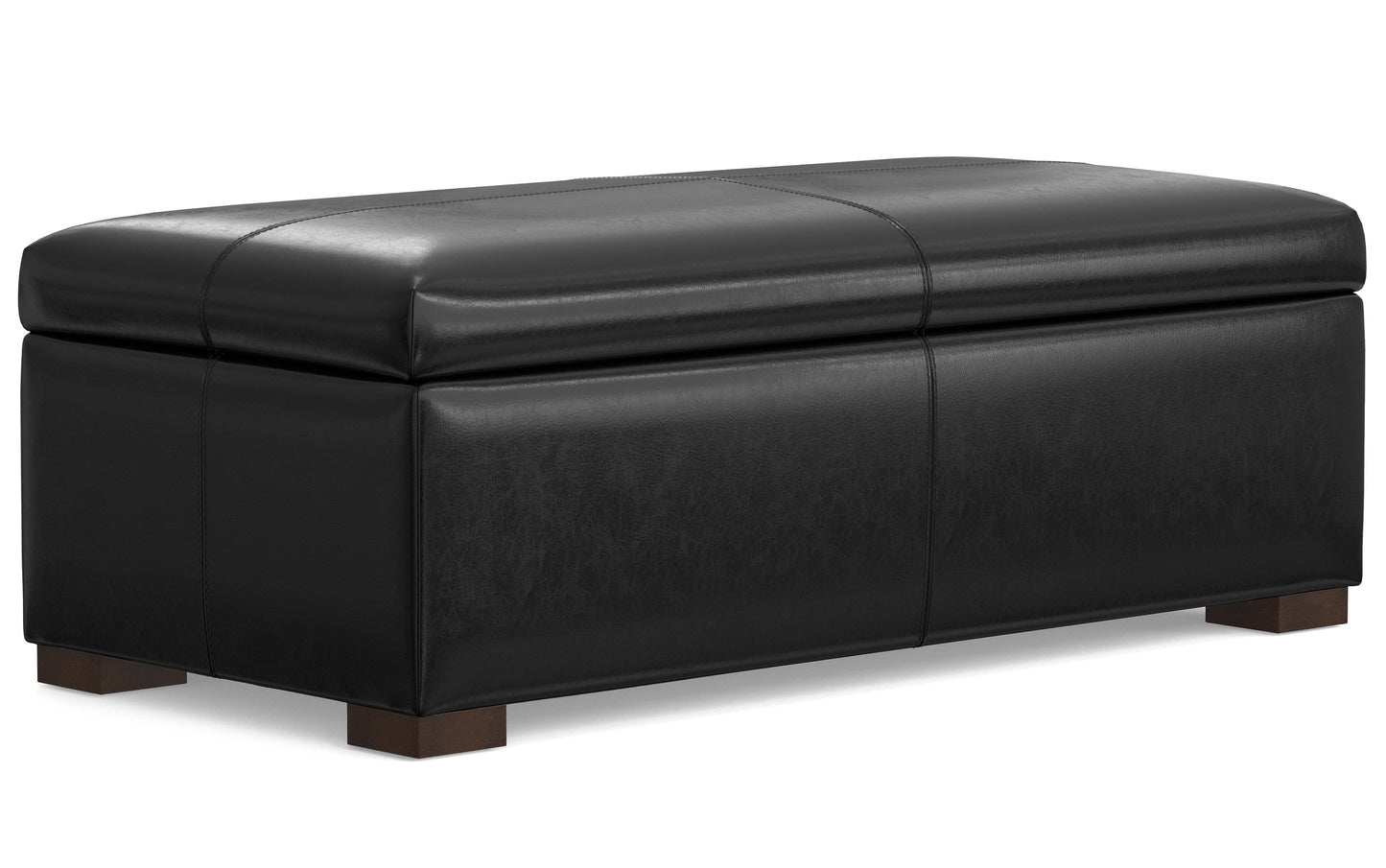 Midnight Black Vegan Leather | Gabbie Rectangular Storage Ottoman