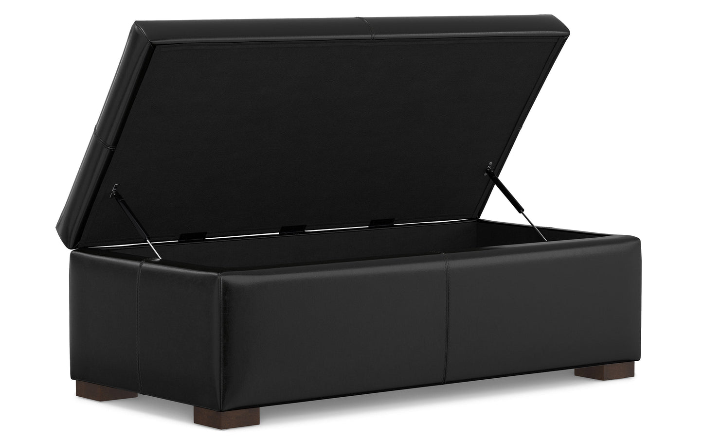 Midnight Black Vegan Leather | Gabbie Rectangular Storage Ottoman