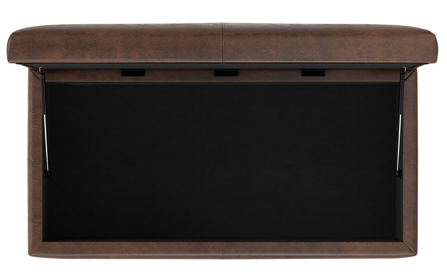 Distressed Chestnut Brown Vegan Leather | Gabbie Rectangular Storage Ottoman