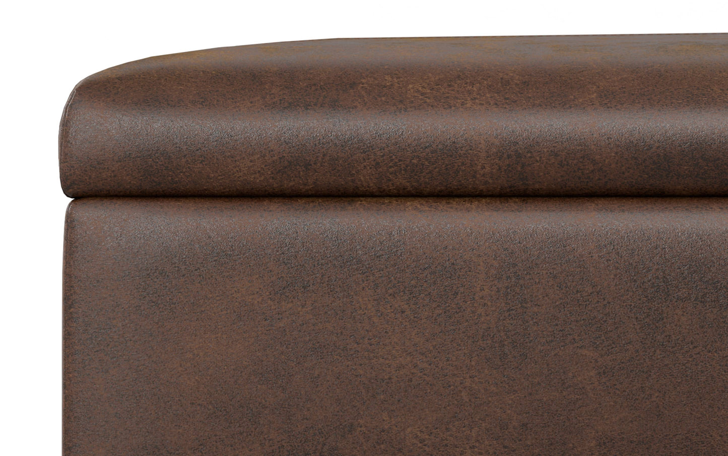 Distressed Chestnut Brown Vegan Leather | Gabbie Rectangular Storage Ottoman