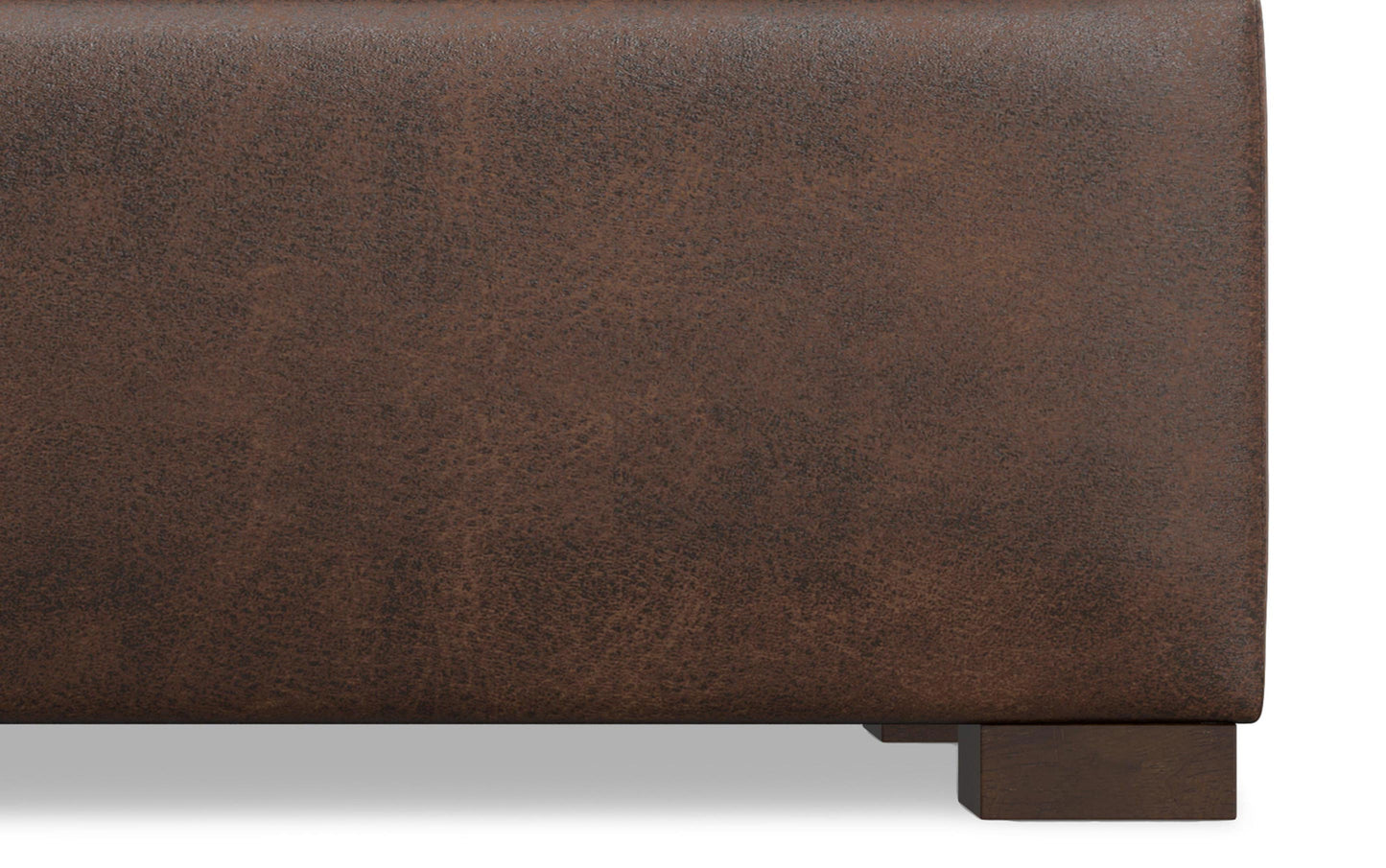 Distressed Chestnut Brown Vegan Leather | Gabbie Rectangular Storage Ottoman