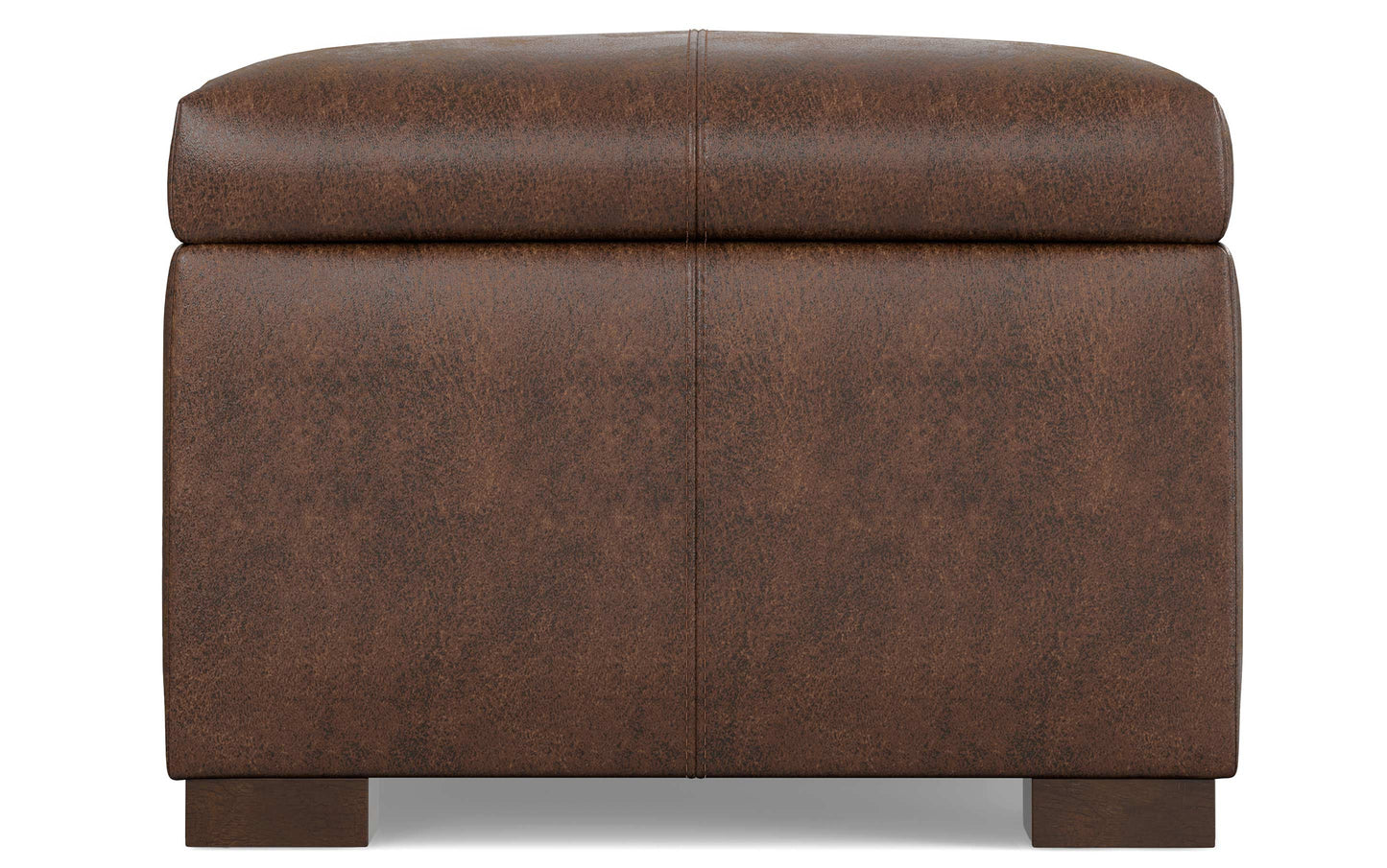 Distressed Chestnut Brown Vegan Leather | Gabbie Rectangular Storage Ottoman