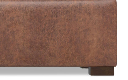 Distressed Saddle Brown Vegan Leather | Gabbie Rectangular Storage Ottoman