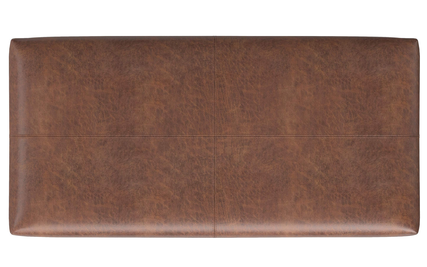 Distressed Saddle Brown Vegan Leather | Gabbie Rectangular Storage Ottoman