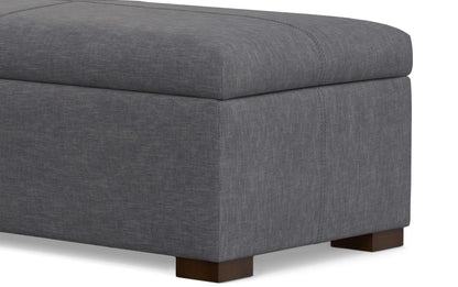 Slate Grey Linen Style Fabric | Gabbie Rectangular Storage Ottoman