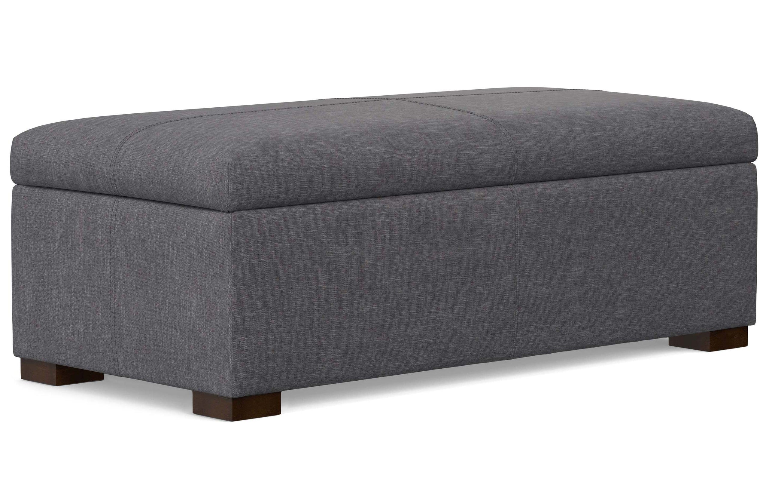 Slate Grey Linen Style Fabric | Gabbie Rectangular Storage Ottoman