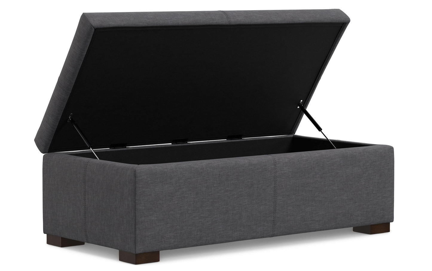 Slate Grey Linen Style Fabric | Gabbie Rectangular Storage Ottoman