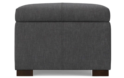 Slate Grey Linen Style Fabric | Gabbie Rectangular Storage Ottoman