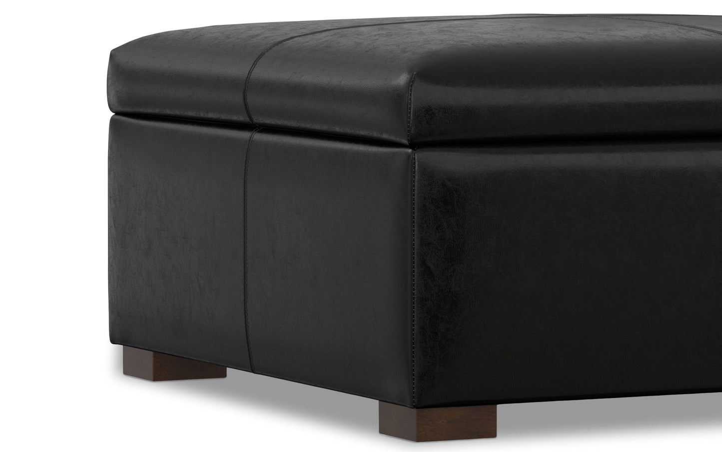 Midnight Black Vegan Leather | Gabbie Square Coffee Table Storage Ottoman