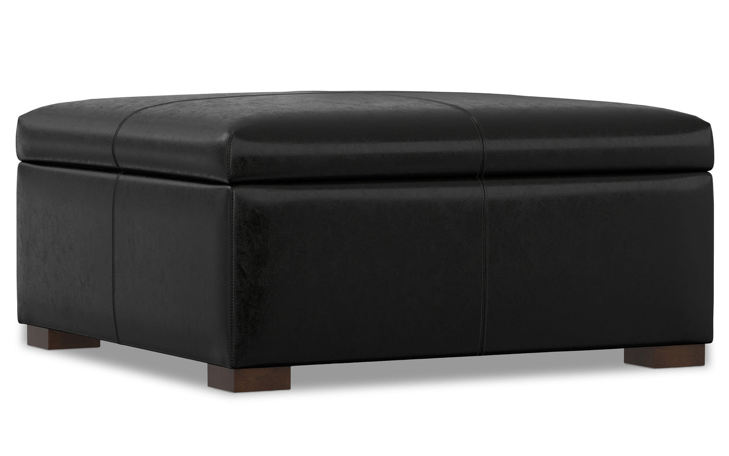 Midnight Black Vegan Leather | Gabbie Square Coffee Table Storage Ottoman