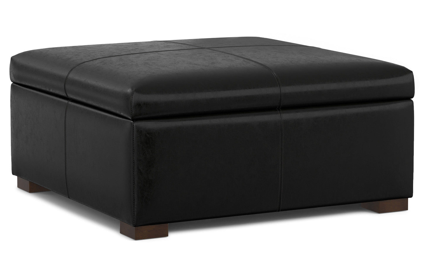 Midnight Black Vegan Leather | Gabbie Square Coffee Table Storage Ottoman