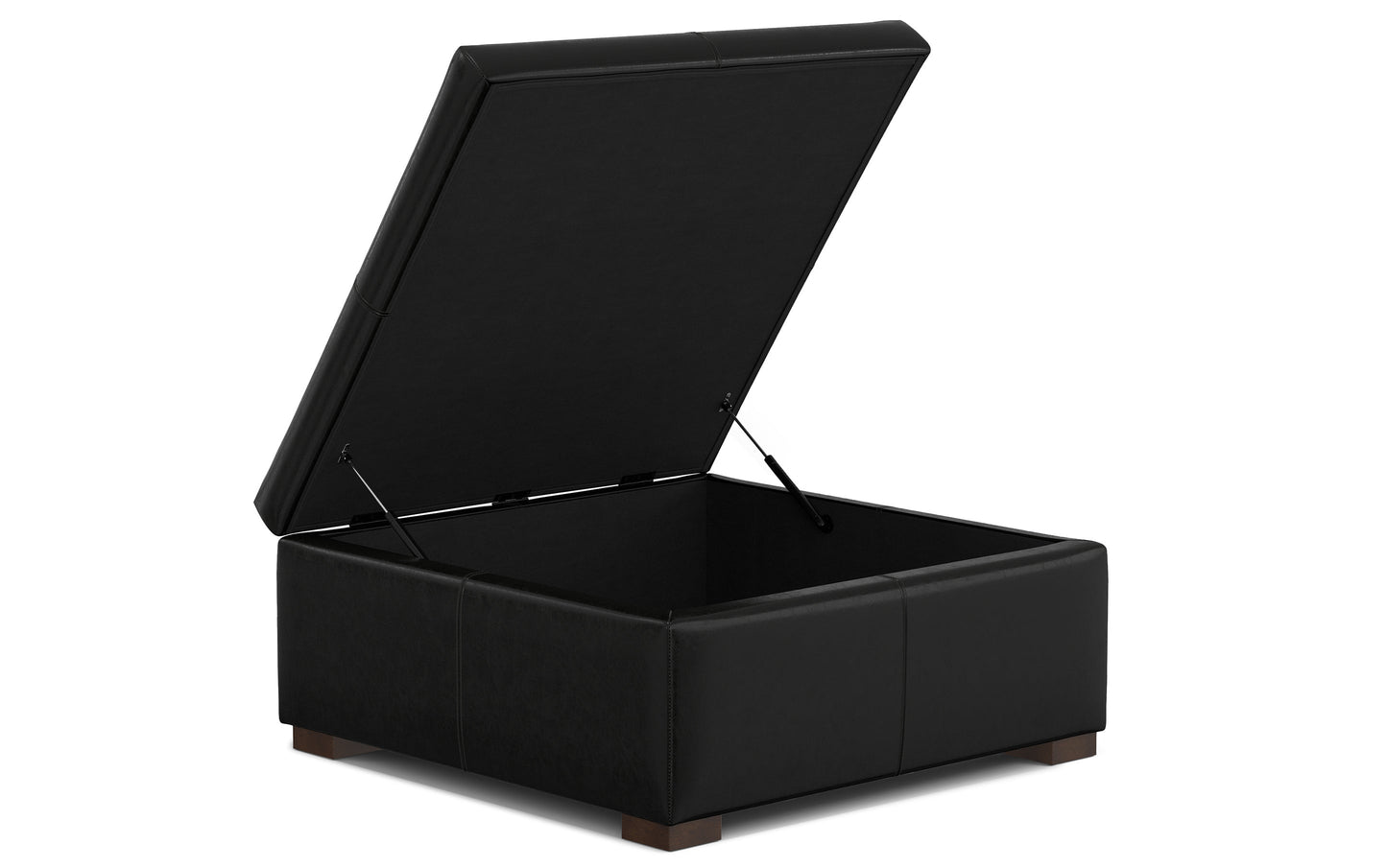 Midnight Black Vegan Leather | Gabbie Square Coffee Table Storage Ottoman