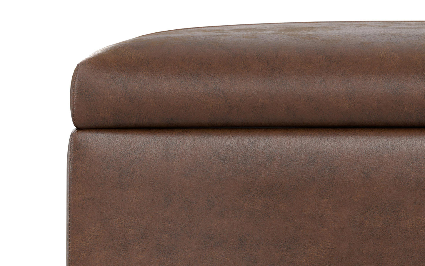 Distressed Chestnut Brown Distressed Vegan Leather | Gabbie Square Coffee Table Storage Ottoman