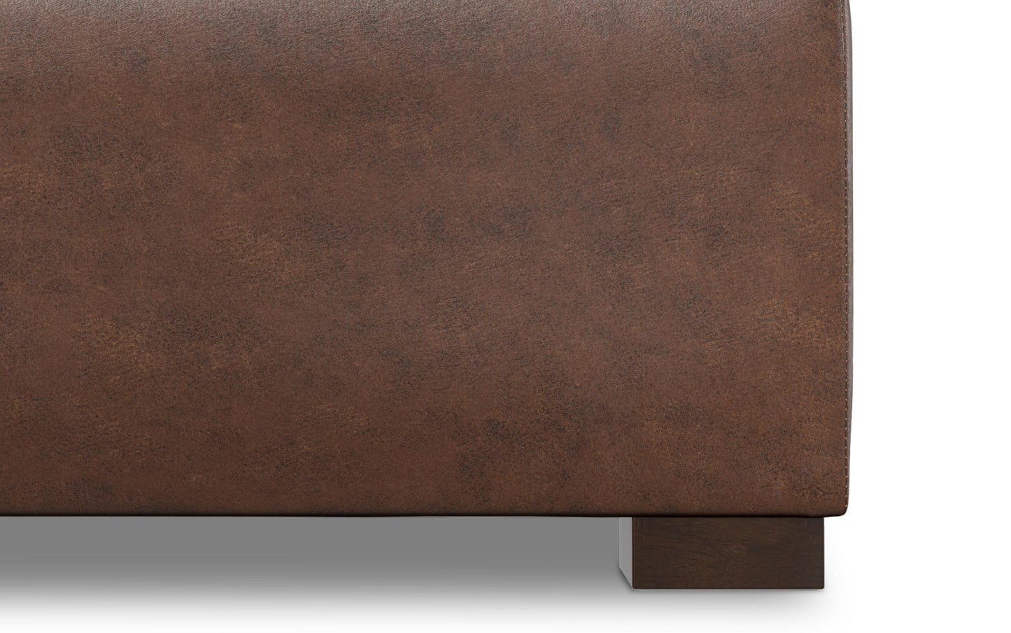 Distressed Chestnut Brown Distressed Vegan Leather | Gabbie Square Coffee Table Storage Ottoman