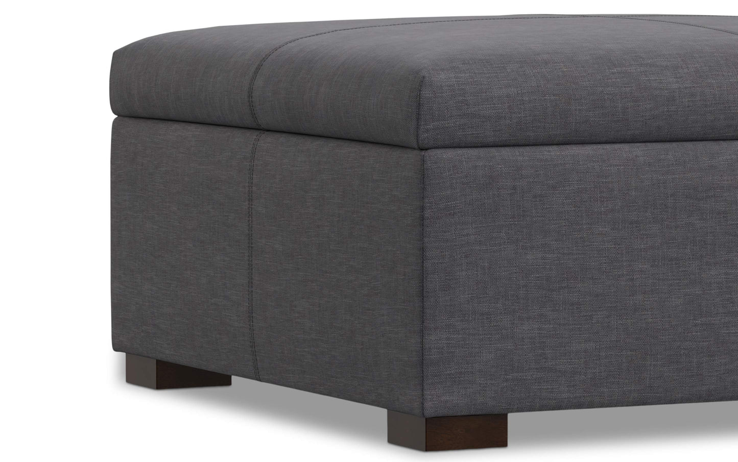 Slate Grey Linen Style Fabric | Gabbie Square Coffee Table Storage Ottoman