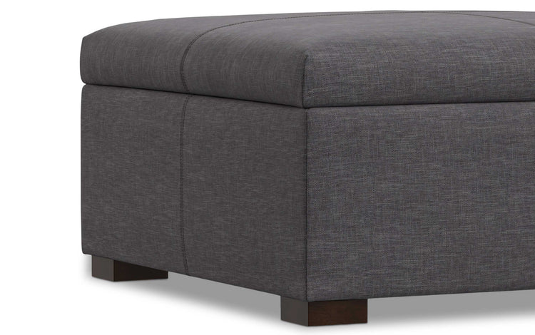 Slate Grey Linen Style Fabric | Gabbie Square Coffee Table Storage Ottoman