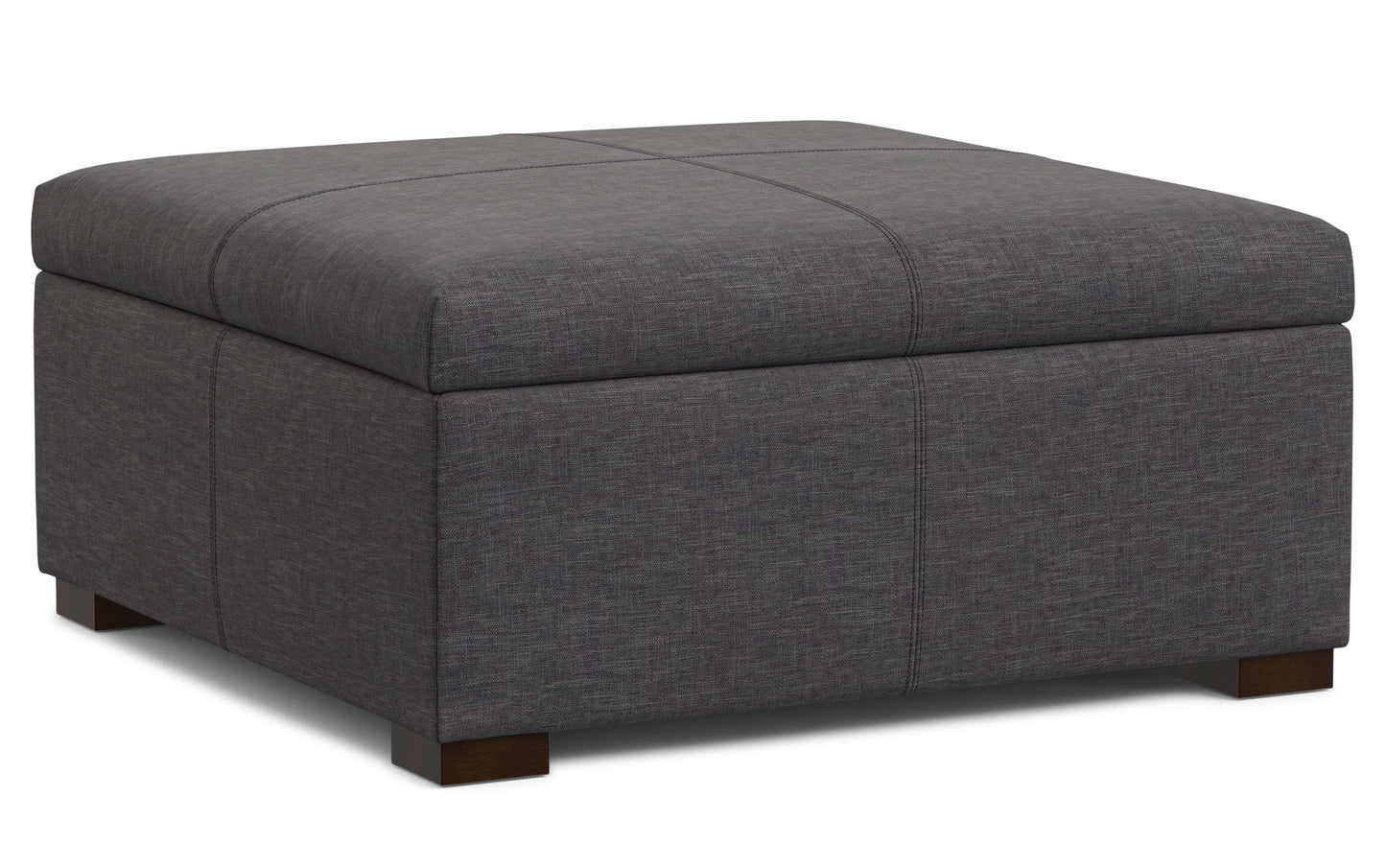 Slate Grey Linen Style Fabric | Gabbie Square Coffee Table Storage Ottoman