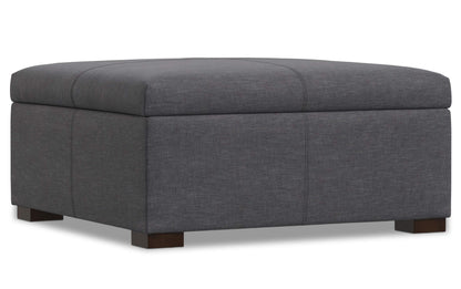 Slate Grey Linen Style Fabric | Gabbie Square Coffee Table Storage Ottoman