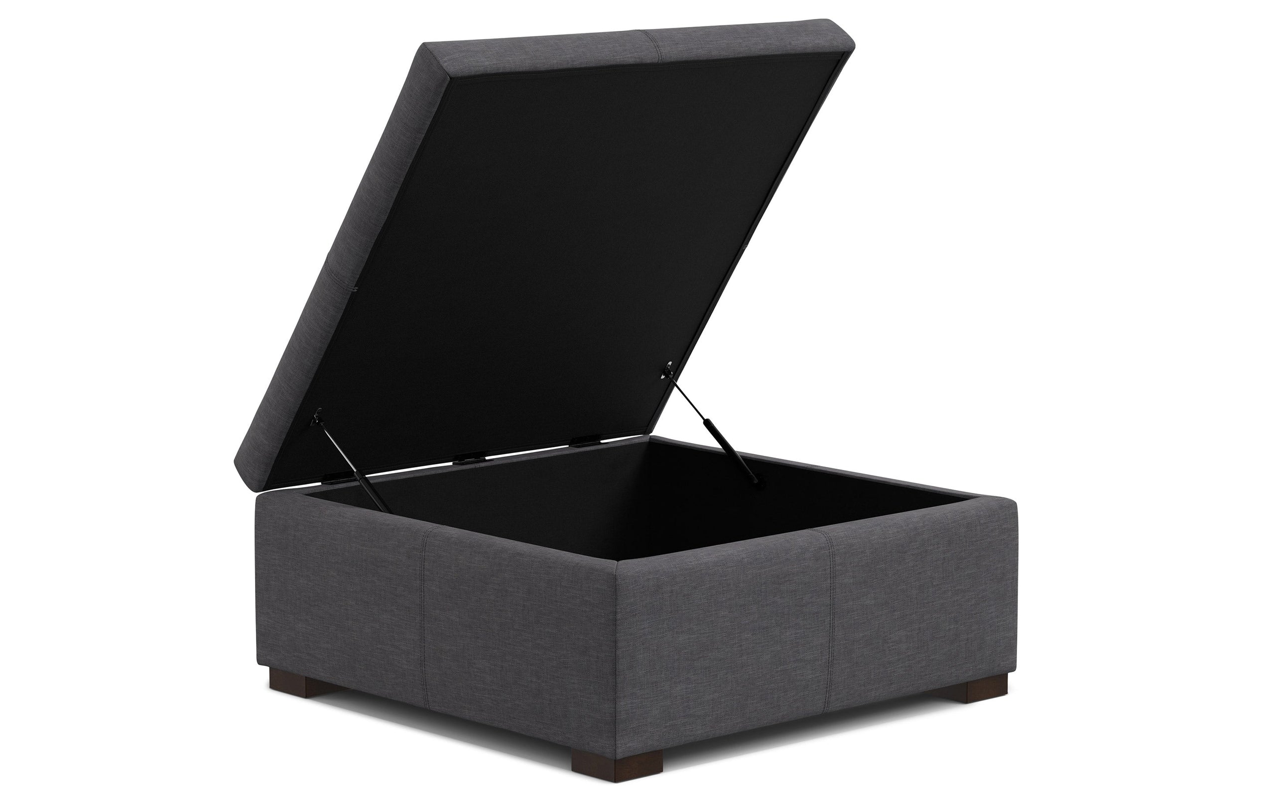 Slate Grey Linen Style Fabric | Gabbie Square Coffee Table Storage Ottoman