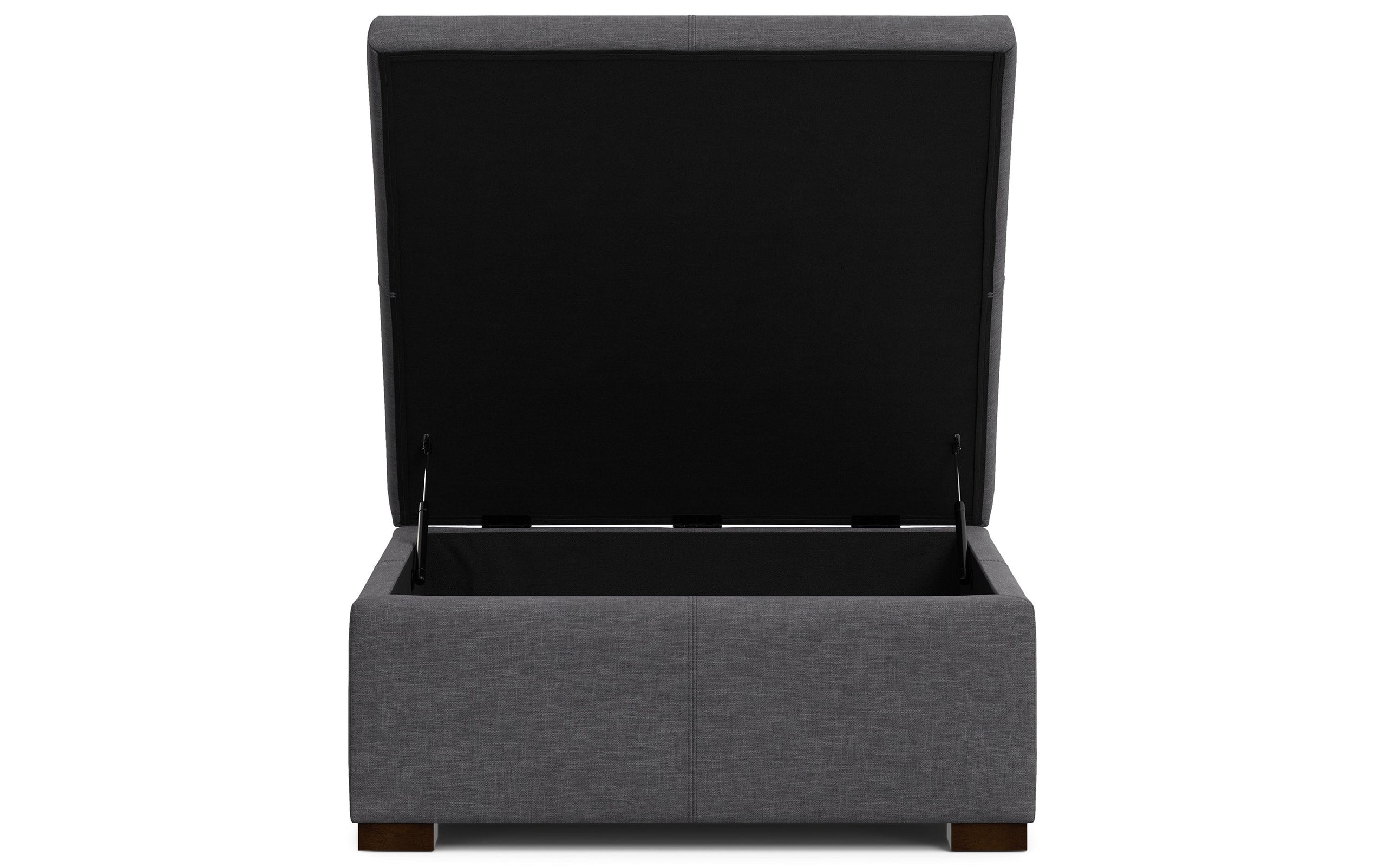 Slate Grey Linen Style Fabric | Gabbie Square Coffee Table Storage Ottoman