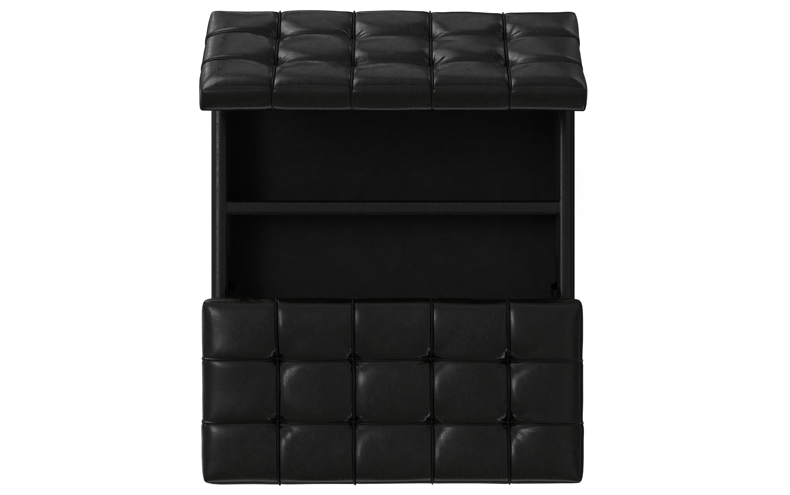 Midnight Black Vegan Leather | Laura Lift Top Storage Ottoman