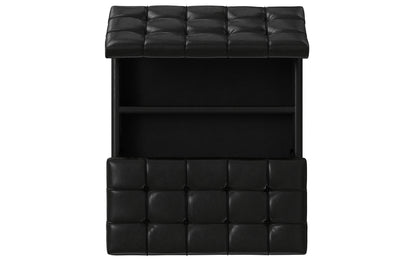 Midnight Black Vegan Leather | Laura Lift Top Storage Ottoman