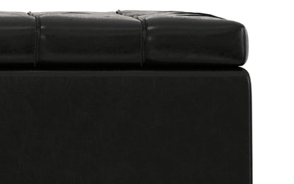 Midnight Black Vegan Leather | Laura Lift Top Storage Ottoman